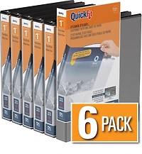 QuickFit® View Binder, D Ring, 6 Pack, 1"