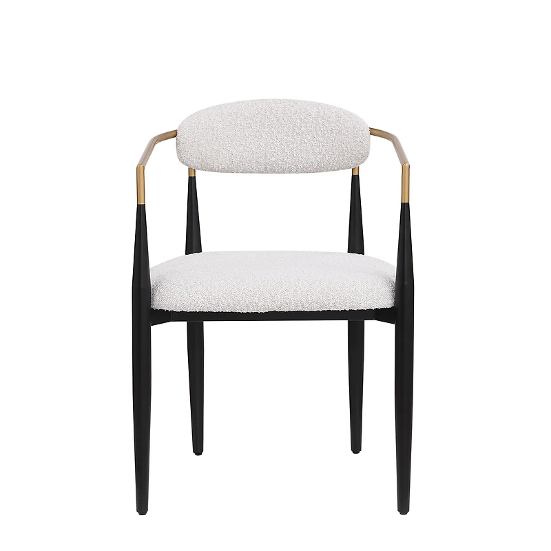 Noble House Modern Dining Chair Set of 2,Curved Open Backrest,Upholstered,Beige