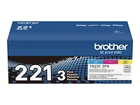 Brother Genuine Standard-Yield Toner Cartridge Three Pack TN221 3PK -Includes one Cartridge Each of Cyan, Magenta & Yellow Toner, Standard Yield (TN2213PK), Cyan, Magenta, Yellow (BRTTN2213PK)
