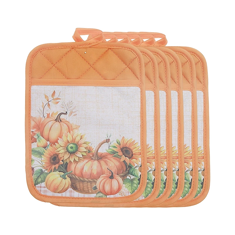Maniques Avec Poche (Citrouille) - Lot De 6