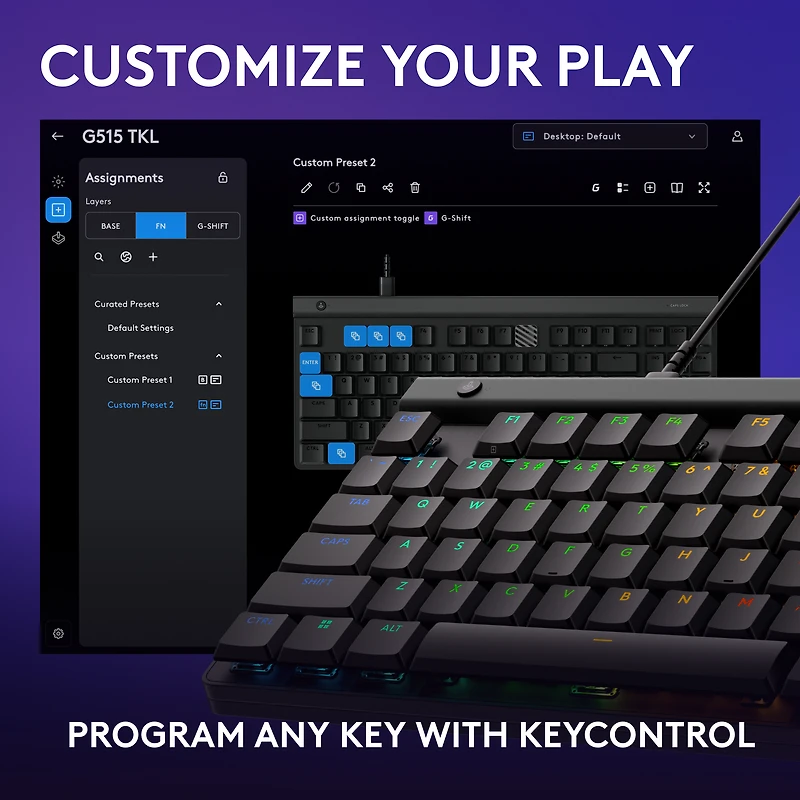 Logitech G515 TKL, clavier gaming ultra-plat filaire