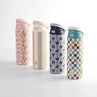 TAL Stainless Steel 2-in-1 Straw and Chug Water Bottle with Push Lid 24 fl oz, Blue Bows