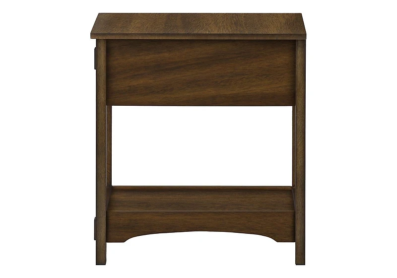 Monarch Specialties Accent Table, End, Side Table, Nightstand, 2 Tier, Narrow, Storage Drawer, Brown Veneer, Transitional
