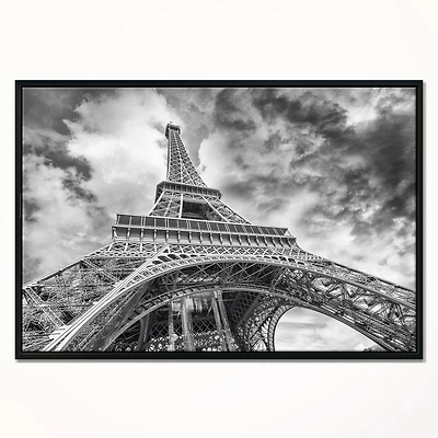 Design Art Black And White View of Paris Paris Eiffel Tower Framed Canvas Art Print