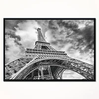 Design Art Black And White View of Paris Paris Eiffel Tower Framed Canvas Art Print