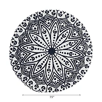 IH Casa Decor Printed Round Cotton Rope Placemat Blue Mandala - Set of 12
