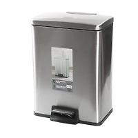 Hometrends 40 Litre Stainless Steel Pedal Trash Can for Kitchen, Removable interior pail with bag cinch for a tight fit, Fingerprint-Resistant Finish