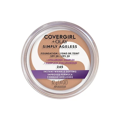 COVERGIRL Simply Ageless Instant Wrinkle Defying Foundation with Hyaluronic Complex, Vitamin C, and Niacinamide - SPF 28, 100% Cruelty-Free