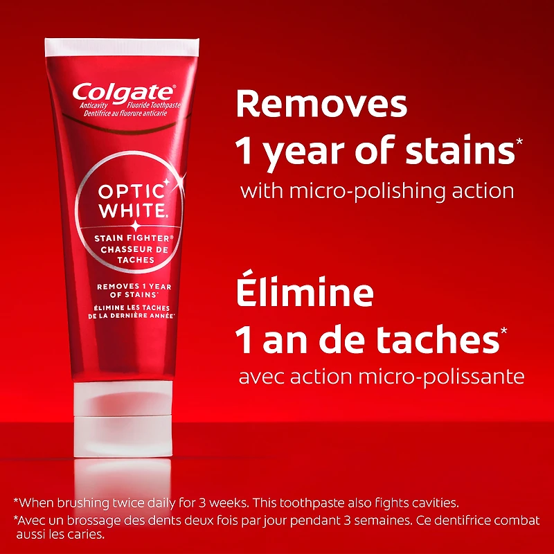 Colgate Optic White Stain Fighter Clean Mint Paste Teeth Whitening Toothpaste, 90 ml