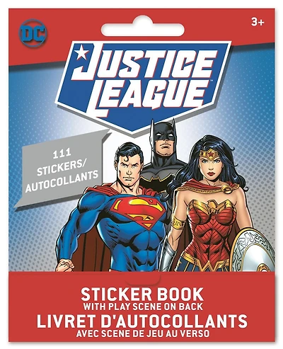 Livre d'autocollants à l'avant de la Justice League ™