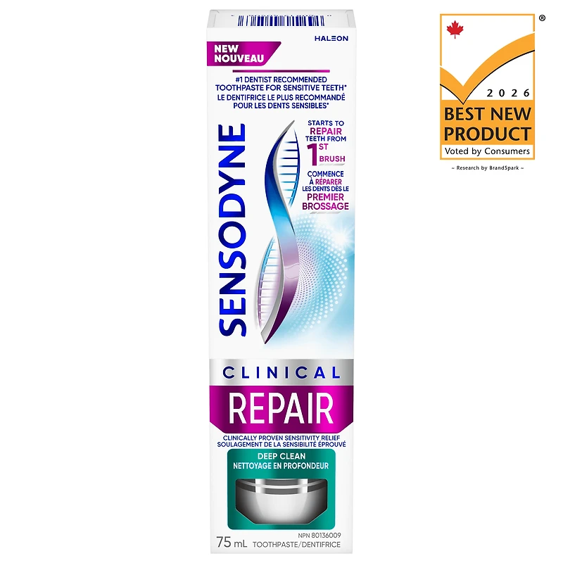 Sensodyne Clinical Repair Mint Toothpaste for Sensitive Teeth (Deep Clean), 75ml