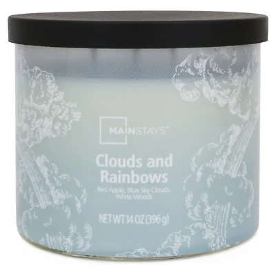 Bougie parfumée Mainstays à 3 mèches, enveloppée texturée Nuages et arcs-en-ciel, 14 oz