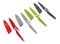 Starfrit Gourmet Ensemble De 4 Couteaux À Parer Avec Étui, Lame En Acier Inoxydable 3,5", Manche Antidérapant, Code Couleur, Rangement Sécuritaire