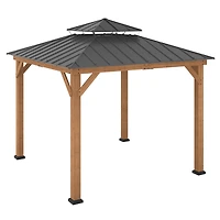 HOMETRENDS 11' x 11' Hardtop Cedar Square Gazebo, Black