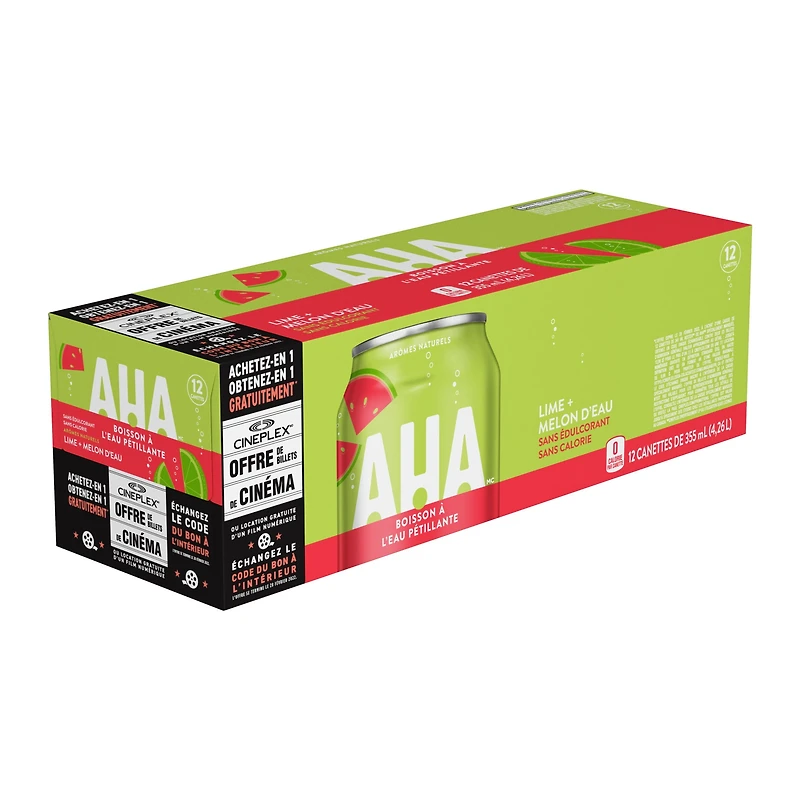 Aha Lime Watermelon Fridge Pack Cans, 355 mL, 12 Pack