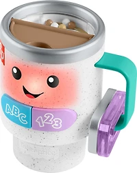 Fisher-Price Laugh & Learn Wake Up & Learn Coffee Mug Baby & Toddler Toy with Music & Lights, Brown/Green