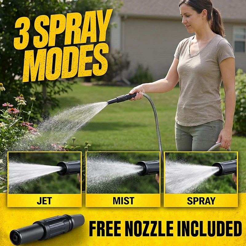 Bionic Steel 50 Foot 5/8 inch 500 PSI Kink Free Stainless Steel Garden Hose Easy Coil Storage