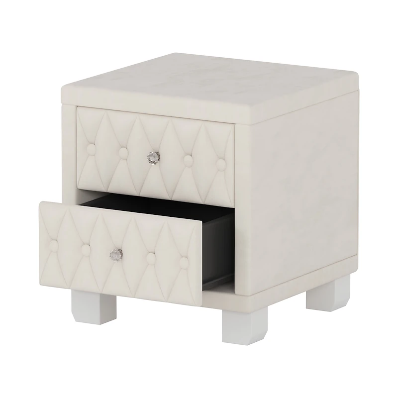 Table de chevet élégante en velours Noble House, beige