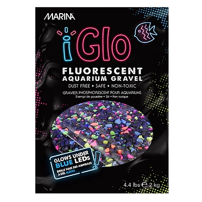 Marina iGlo Gravier phosphorescent pour poissons d'aquarium, couleur Galaxie, 2 kg (4 lb)