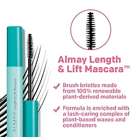 Almay Length & Lift Mascara,Volume & Lift, Eye Makeup, Hypoallergenic and-Fragrance Free, Blackest Black, 0.24 Fl Oz/ 7.1 ml