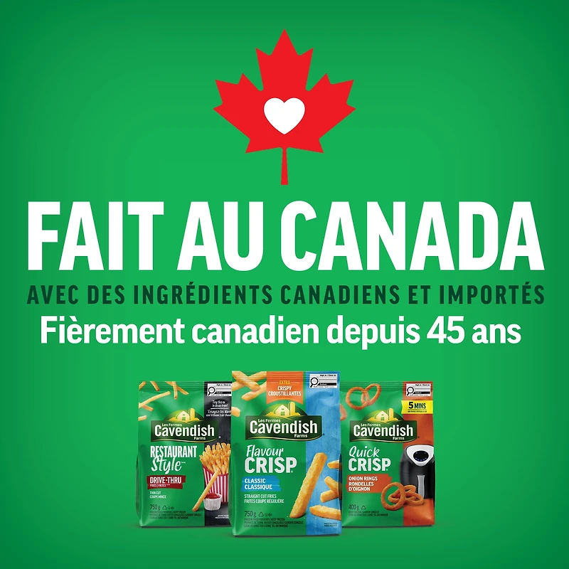 Frites classique FlavourCrisp des Fermes Cavendish | Fait au Canada | Fière entreprise canadienne 750g