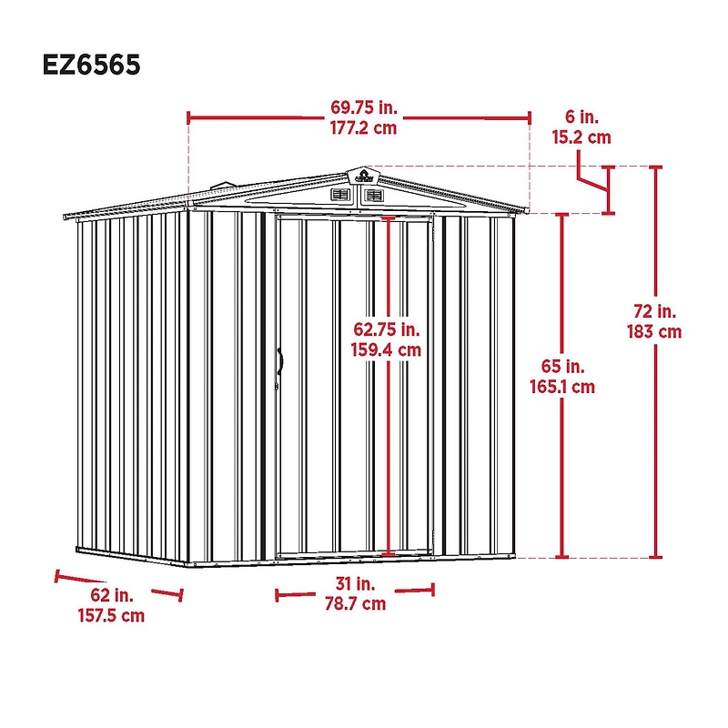 Remise acier galv. EZEE 6x5 toit bas Crème Charbon