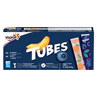 Yoplait 1% Yogurt Tubes, Peach / Blueberry, Kids Snacks, 8x56g