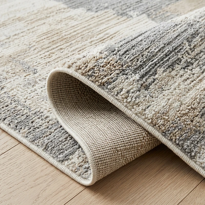 Tapis d'interieur abstrait Rug Branch Nomad, gris creme, moderne - Salon, chambre, salle a manger et cuisine