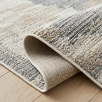 Tapis d'interieur abstrait Rug Branch Nomad, gris creme, moderne - Salon, chambre, salle a manger et cuisine