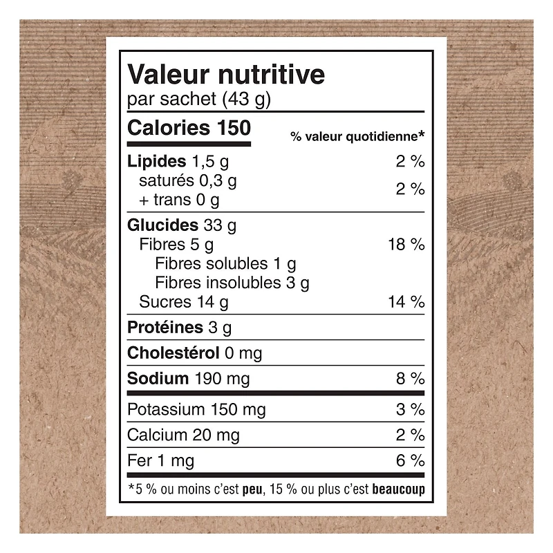 Quaker High Fibre Raisins & Spice Instant Oatmeal