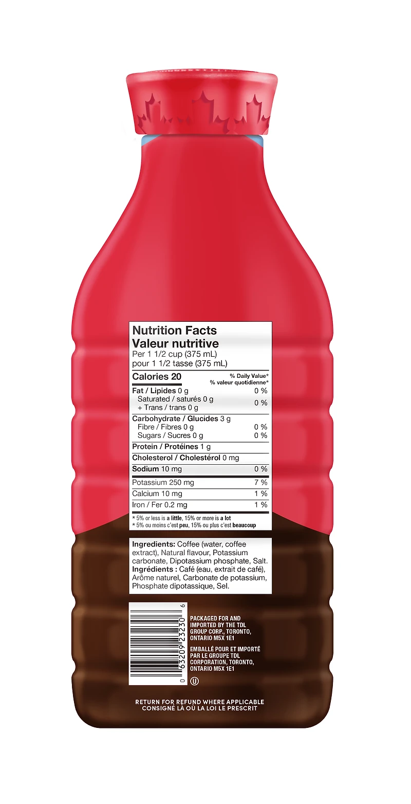 Tim Hortons Black Iced Coffee Vanilla 1.42L