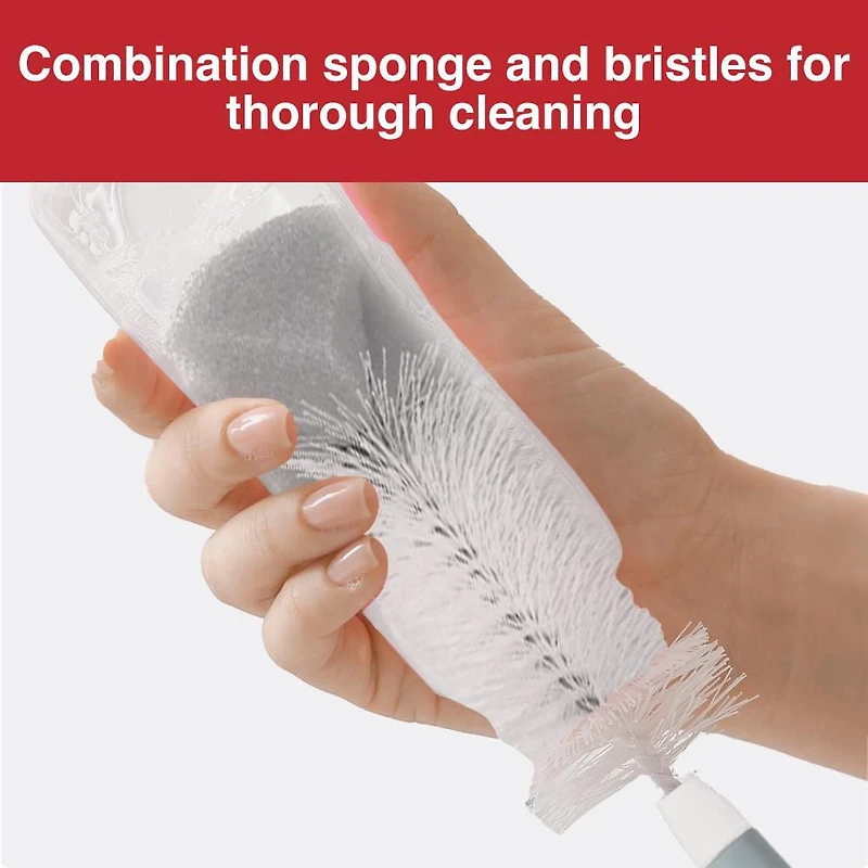 Brosse pour biberons et tétines Playtex Baby® Deluxe – Brosse de nettoyage pour biberons avec embout éponge, socle à ventouse et brosse pour paille – Sans BPA et lavable au lave-vaisselle