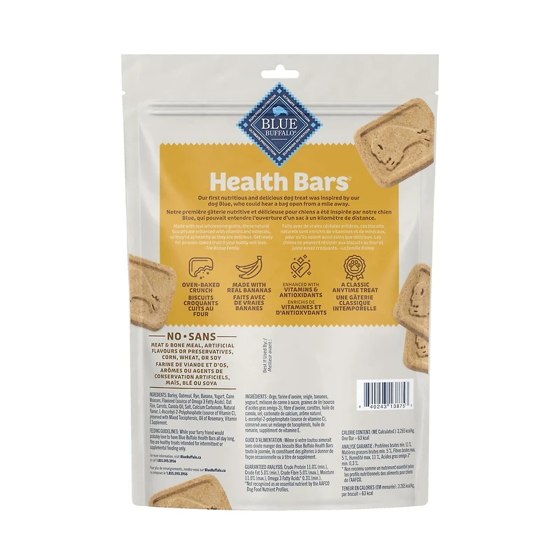 Blue Buffalo Health Bars Crunchy Dog Biscuits, Bananas & Yogurt Dog Biscuits