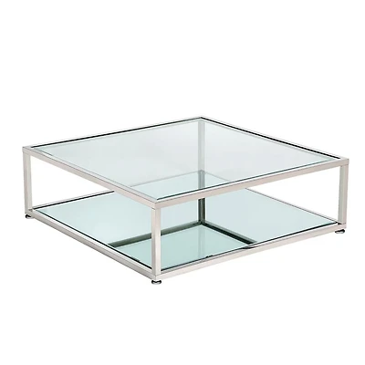 Home Gear Table basse Silver Base Rectangulaire Etagère Miroir