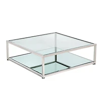 Home Gear Coffee table Silver Rectangular Base Mirror shelf