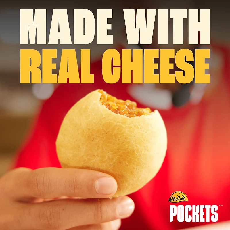McCain® Pizza Pockets® Three Cheese, Made in Canada from domestic and imported ingredients, 12 x 100g