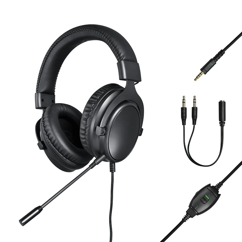 onn. 100027825 Wired Adjustable Over-Ear Gaming Headset with 50 mm Speaker Drivers