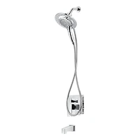 The akuaplus® 3-way diverter Pressure Balance Bath Shower Valve Set square with Magnetic Hand Shower 3 settings with Shower head, and Spout chrome finish