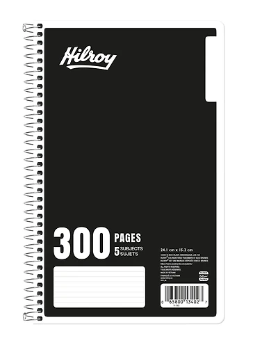 Hilroy® 5 Subject 300pg Notebook, Black