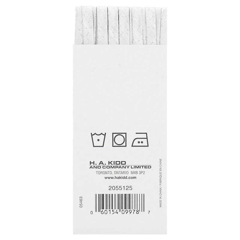 UNIQUE Double-Fold Bias Tape, 7 mm (0.28 in) × 3.7 m (4.05 yd), Metallic Silver