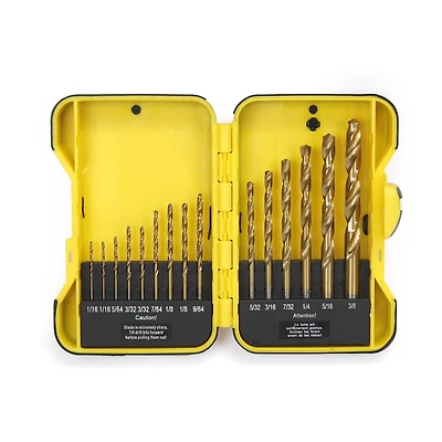 WorkPro titane enduit HSS foret Set-15 pièce, boîtier en plastique