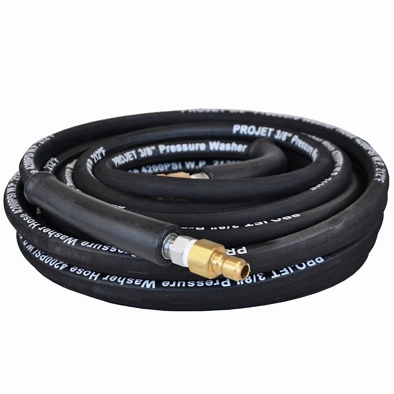 Assemblage de tuyau de nettoyeur d'haute pression, 3/8" X 100' vient avec coupleur rapide et embout, 4000 PSI, Noir