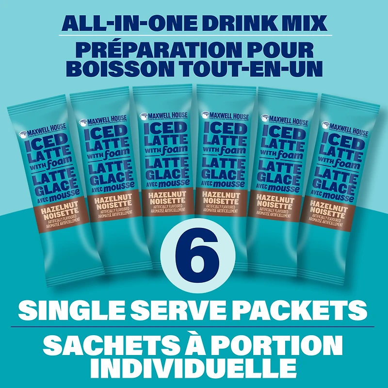 Maxwell House Hazelnut Iced Latte with Foam Drink Mix, 6 sachets