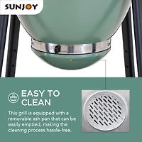 Sunjoy Charcoal Grill 20-Inch Kamado Grill Outdoor Egg Grill with Pizza Stone, Ultimate BBQ Grill and Smoker with Wheels