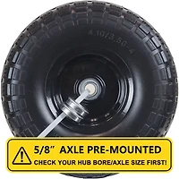 Hi-Run Ribbed 13" Pneumatique 4.00-6 Pneu Brouette 2PR Assemblé avec Douille 5/8" Pré-monté