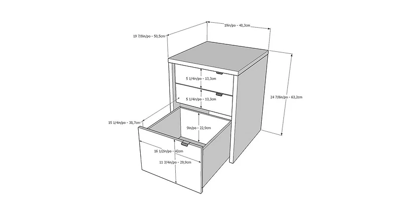 Nexera Liber-T 3-Drawer Filing Cabinet, White And Walnut