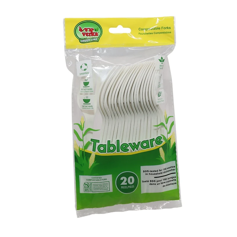 Verka Greenline Compostable Forks, 20 Pieces