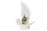 Led Ceramic Angel Wing With Nativity Scene
