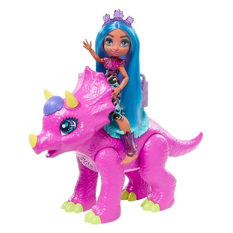 Cave Club Tella Doll and Partyceratops Playset with Dinosaur, Sounds & Music
