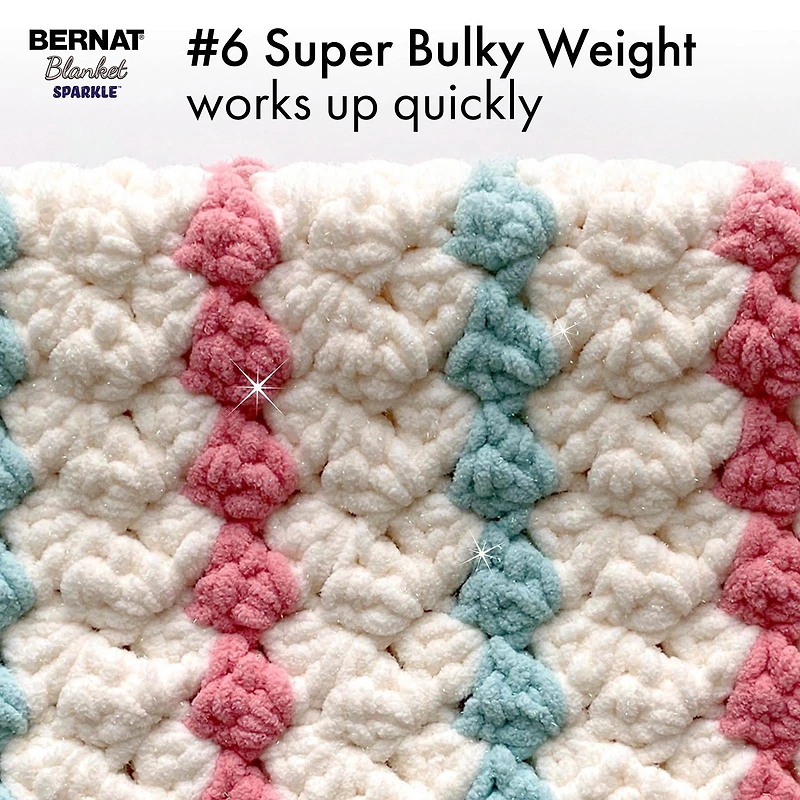 Bernat® Baby Blanket Sparkle™ Yarn, Polyester #6 Super Bulky, 10.5oz/300g, 220 Yards